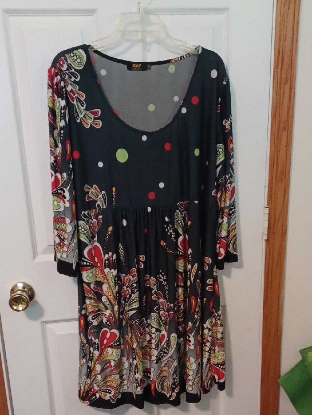 R&B Long Sleeve Trippy Paisley Midi Dress 3XL